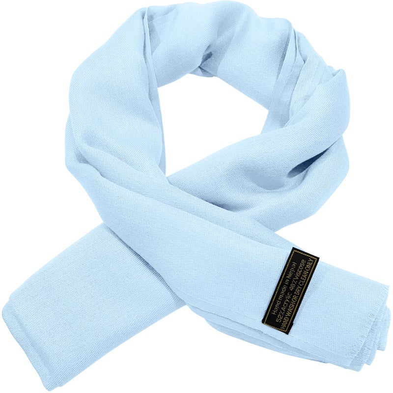 CJ Apparel Baby Blue Solid Color Fringe Design Nepalese Shawl Seconds Scarf Wrap Stole Throw Head Wrap Pashmina Gift Hand Made in Nepal New - Image 5